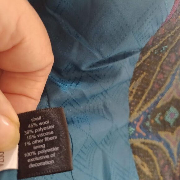 The Limited Paisley Tapestry Wool Blazer Jacket Sz2 Fringe Y2K Grunge Fairy - Picture 3 of 7